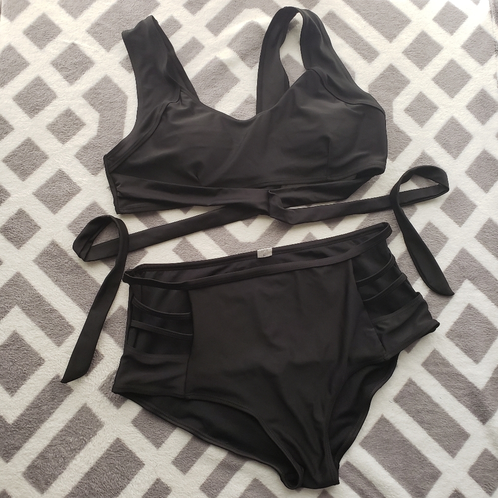 Black 2 Piece High Waist Bikini